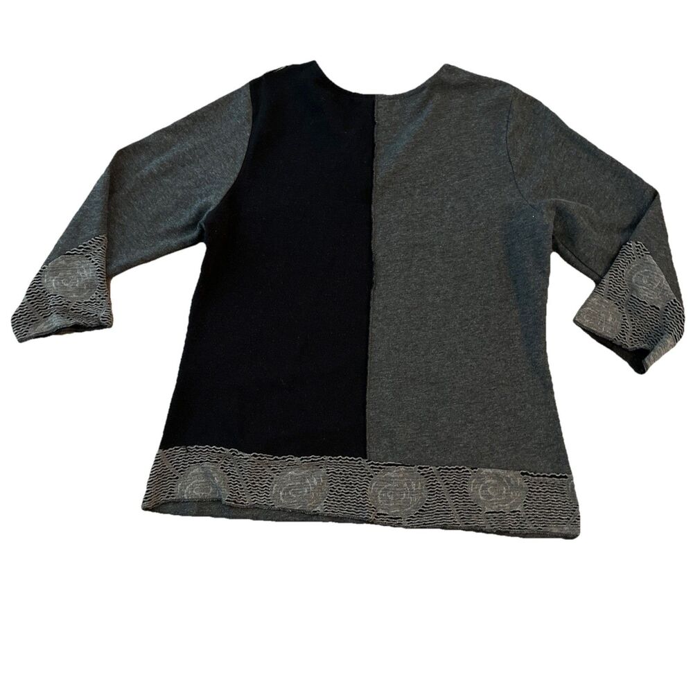 Parsley & Sage Women’s Top XL Mixed Media Artsy Black Gray - Picture 2 of 4
